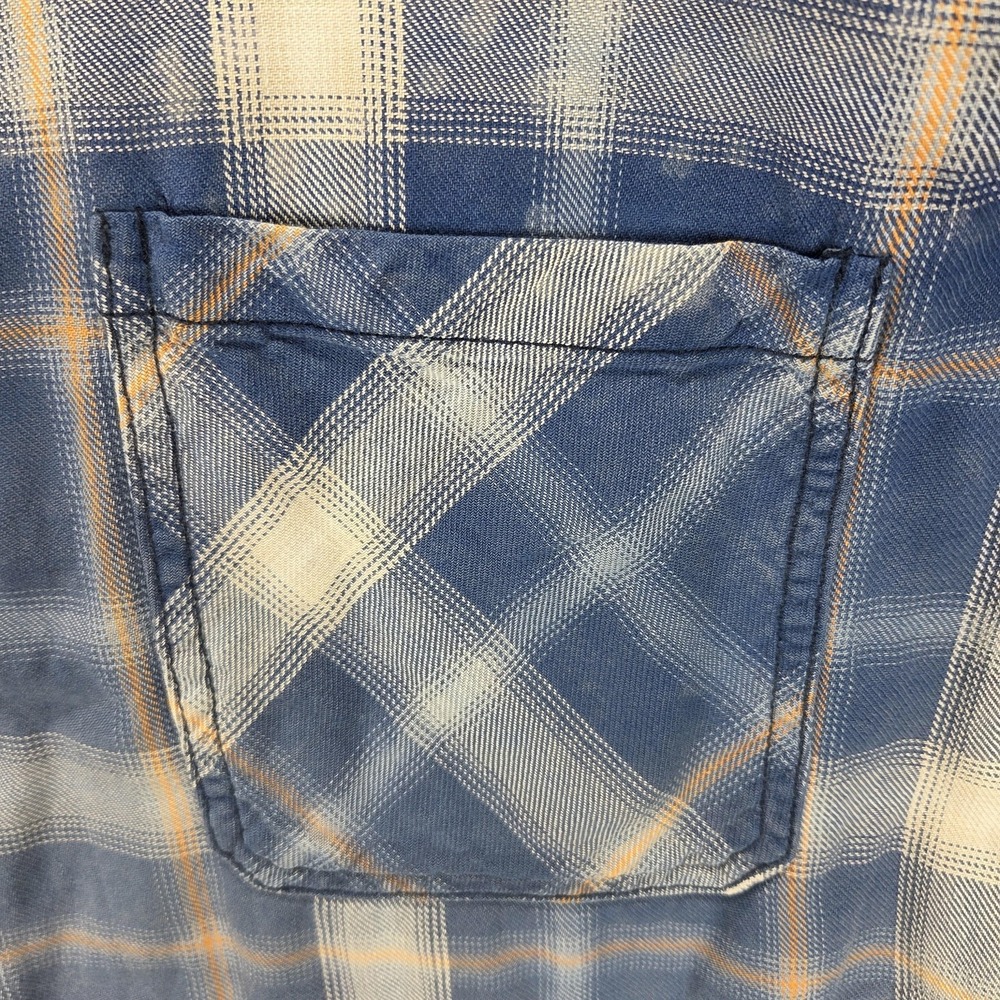 Free People Jacket Womens M Blue Deconstructed Plaid Flannel Studded Zip - Picture 9 of 15